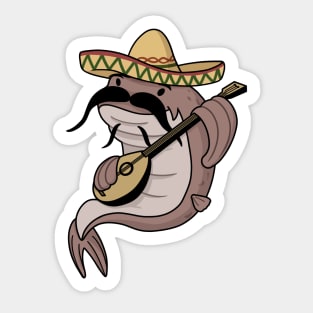 Catfish in sombrero Sticker